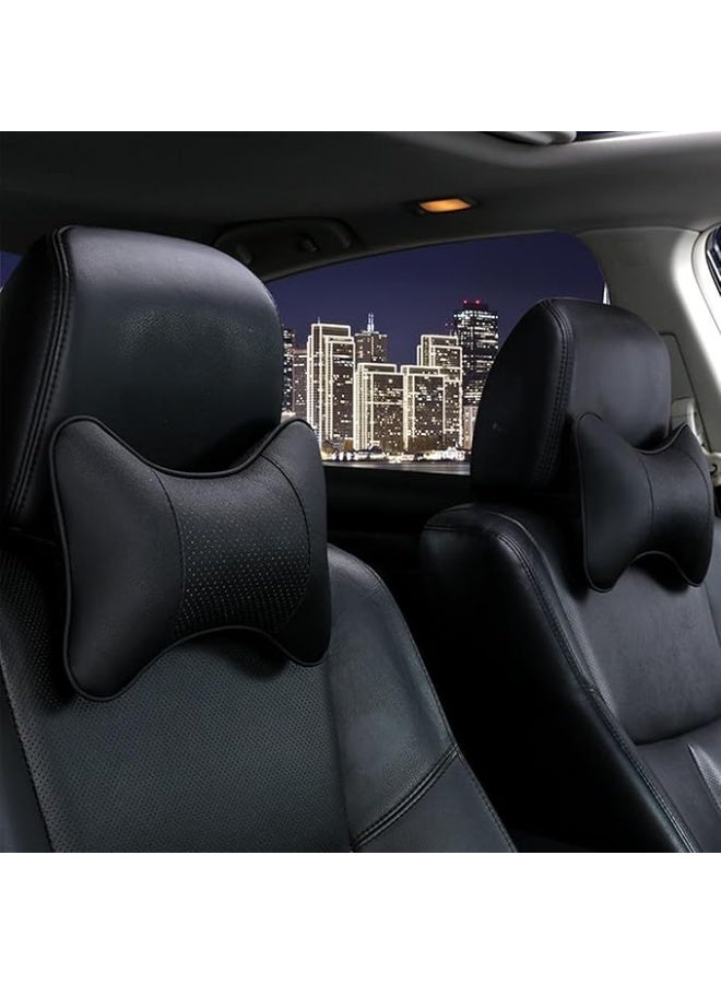 Set of 2 Premium Memory Foam Car Headrest Pillows - Universal Neck Support Cushions for Car Seats - Soft and Comfortable Driving Pillows for Neck Pain Relief (Black) - Image 5